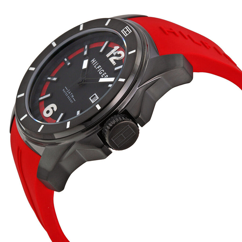 Tommy Hilfiger Black and Red Dial Red Rubber Men's 1791112 - Watches of America #2