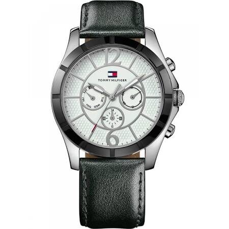 Tommy Hilfiger Multi-Function White Dial Black Leather Men's Watch #1781144 - Watches of America