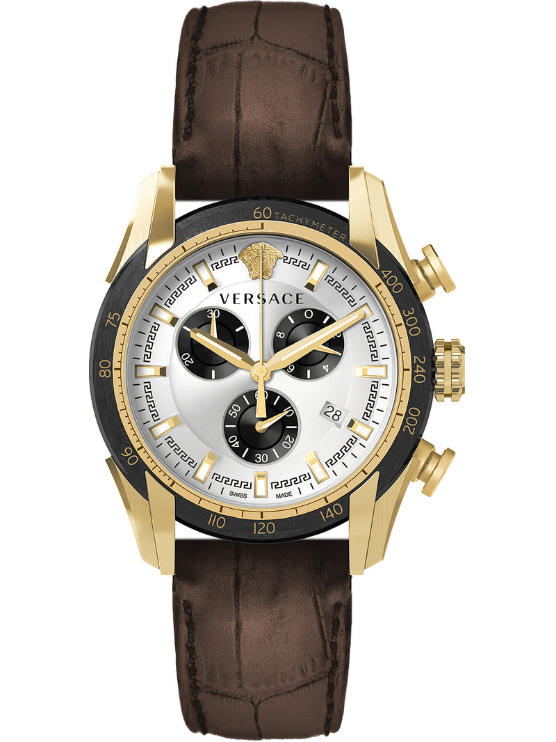 Versace V-Ray Brown Leather Strap Men's Watch  VE2I00221 - Watches of America