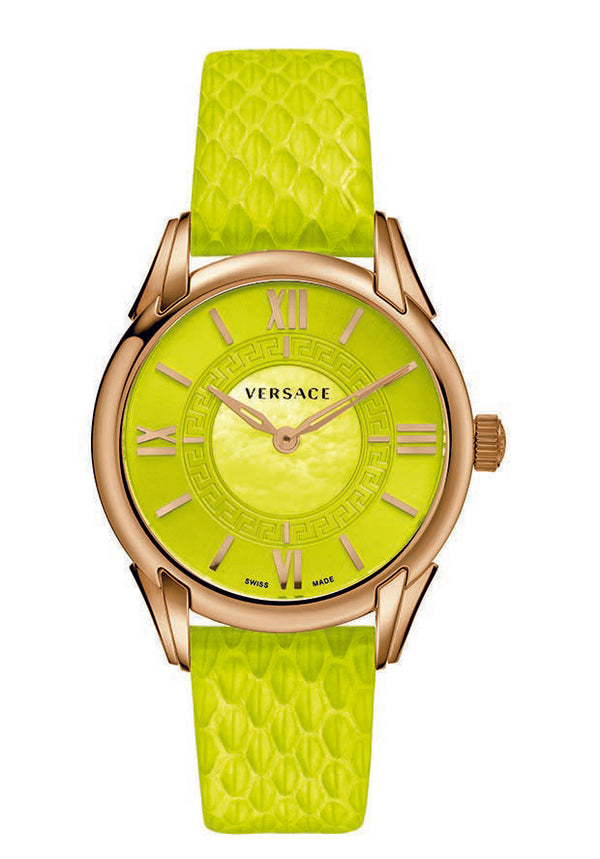 Versace Dafne Lime Green Dial Lime Green Leather Ladies Watch #VFF050013 - Watches of America