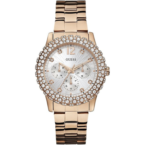 Guess Crystal Paved Rose Gold Ladies Watch #W0335L3 - Watches of America