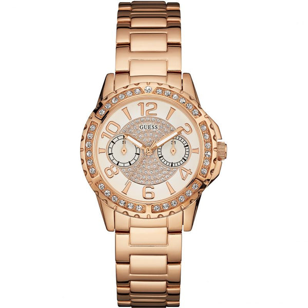 Guess Diamond Rose Gold Ladies Watch  W0705L3 - Watches of America