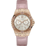 Guess Limelight Cream Dial Leather Strap Ladies Watch #W0775L3 - Watches of America