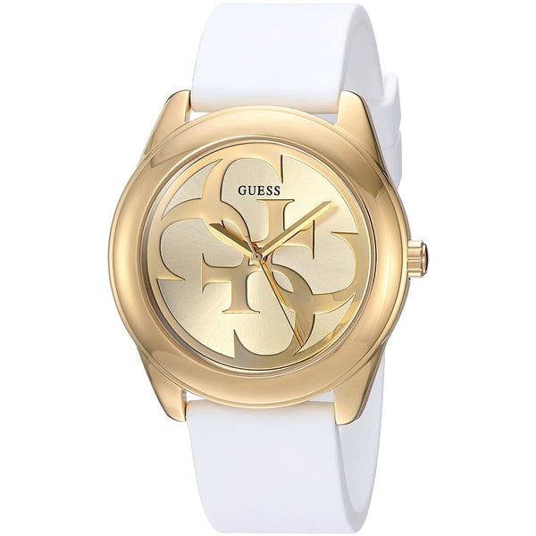 Guess Women's Gold Dial White Silicone Band Women's Watch  W0911L7 - Watches of America