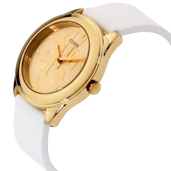 Guess Women's Gold Dial White Silicone Band Women's Watch W0911L7 - Watches of America #2