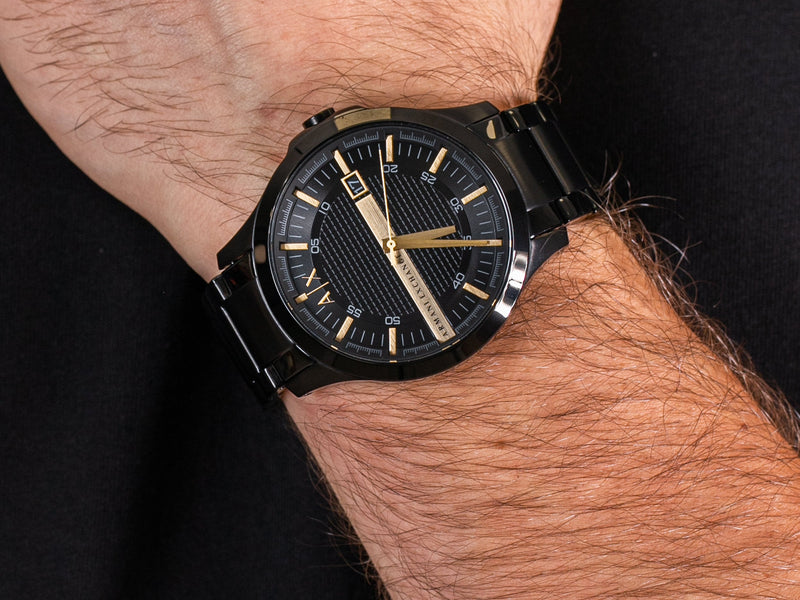 Armani Exchange Reloj de cuarzo con esfera negra para hombre AX2413